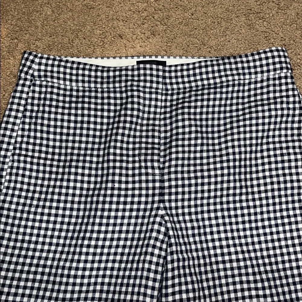 J. Crew Hayden Kickout Crop Pant Gingham‎ Stretch Linen m Blue White 12T 12 Tall